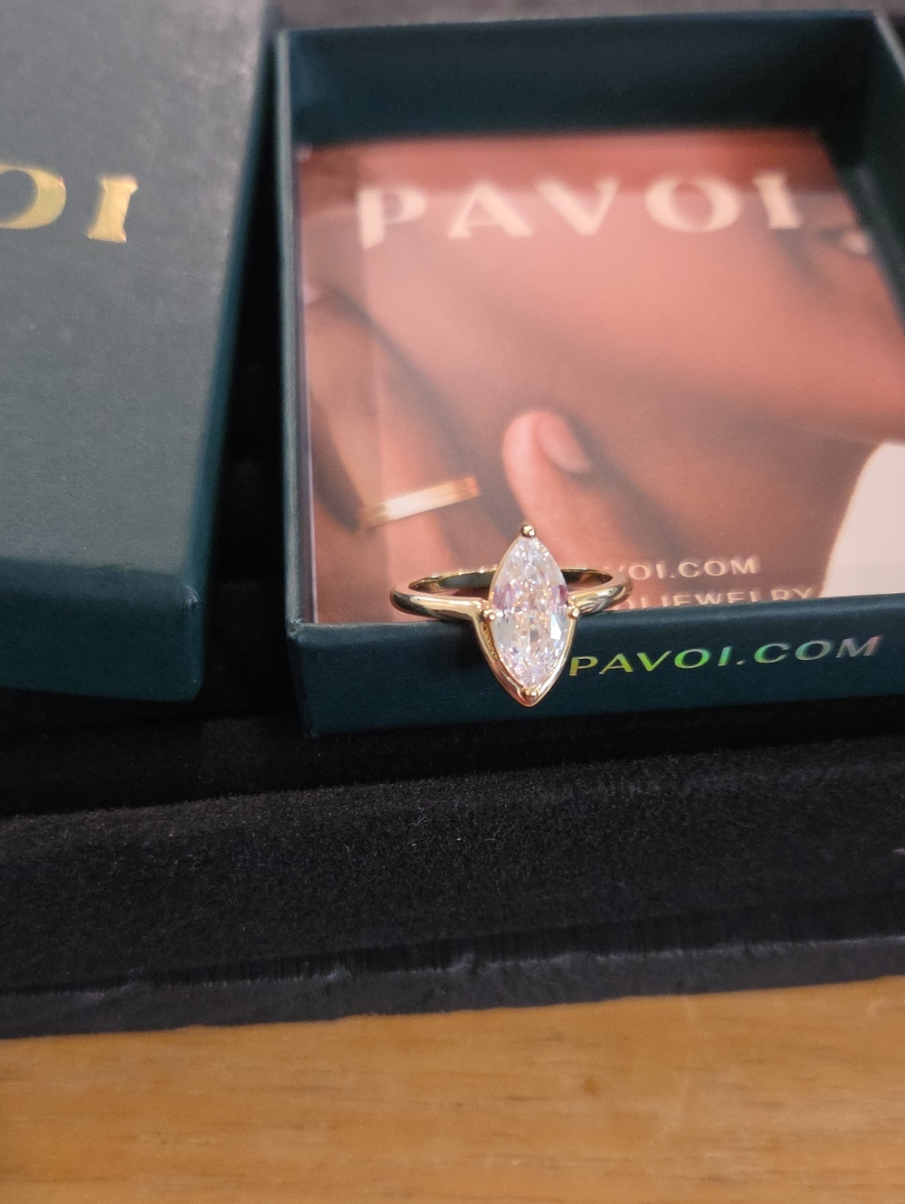 Pavoi Gold Marquise Cubic Zirconia Ring - Clear Stone. Sz 6.5